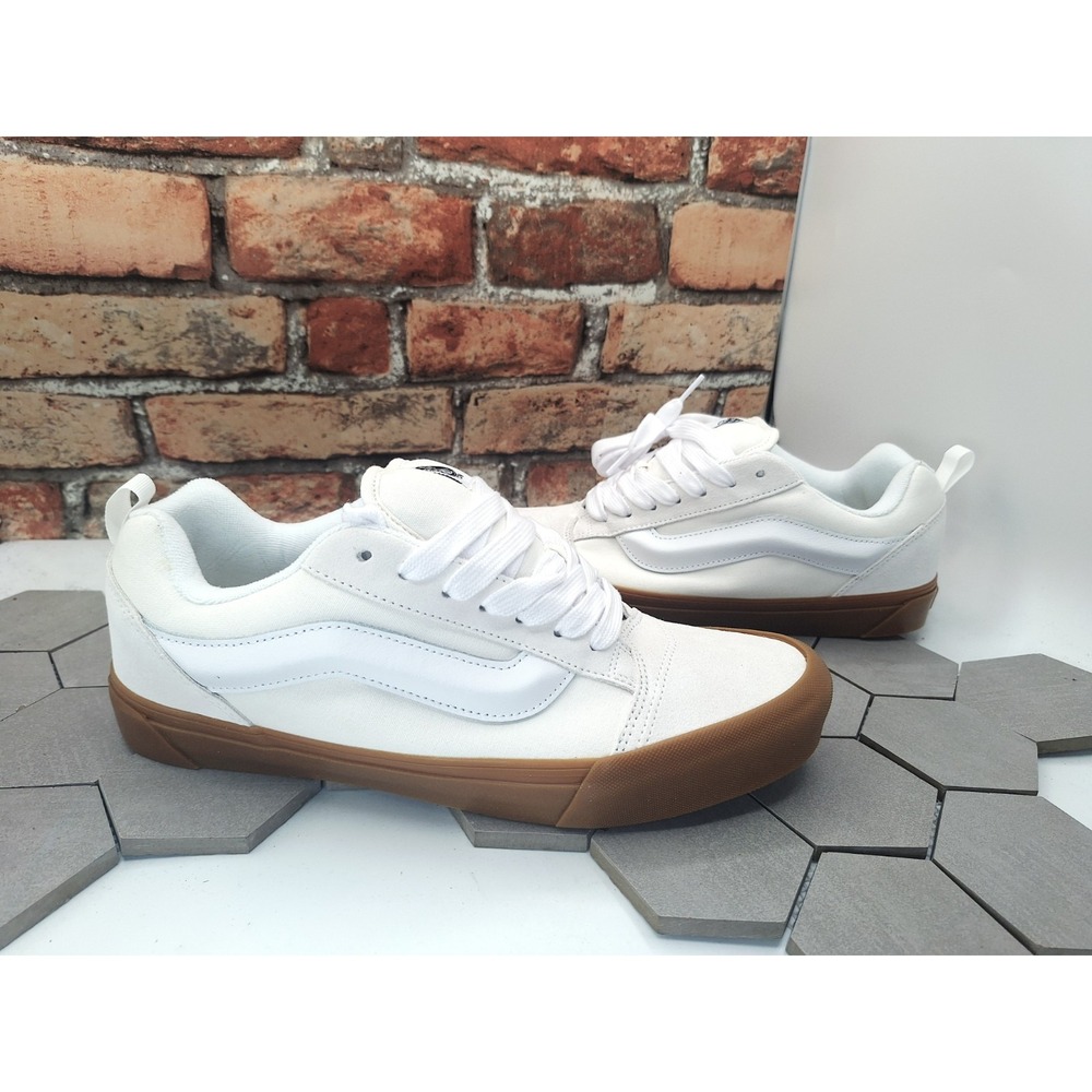 Vans Knu Skool Gum Blanc De Blanc White Cream Men's Size 10.5 Chunky Skate Shoes